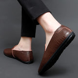 men shoes slip on England Breathable Men's genuine Leather Loafers Comfortable Shoes For Men Lightweight Slip-on Men
