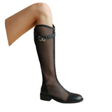 Summer Thick Heel Round Head Flat Bottom Thin Breathable Mesh Hollow Cool Boots Genuine Leather High Barrel Women's