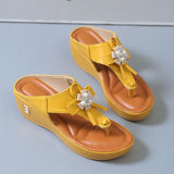 Breakj Women's Shoes 2023 Summer Beach Clip Ringtoe Flowers Platform Sandals Large Size