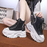 Pink Chunky Platform Motorcycle Boots Women Thick Bottom Lace Up Ankle Botas Mujer Autumn Winter 2023 Vulcanized
