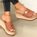 Wedges Slippers Platform High Heels Women Slipper Ladies Outside Shoes Basic Clog Wedge Slipper Flip Flop