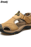 Men Sandals Genuine Leather Men Casual Shoes Outdoor Men Leather Sandals for Men Beach Shoes Roman Shoes Plus Size