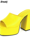 Design 2023 Summer Woman Platform Slippers Mules Shoes Hoof Heels Gothic Style Sexy Fashion Woman Shoes Outside