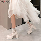 Retro Cross-Tie Pumps Spring Elegant Mary Janes Round Toe Shoes Ladies Fashion Sweet Lolita Shoes wedding party