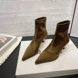 Women Boots High Heels Shoes Luxury Designer Boots-Women Stiletto Ankle Pointy Fashion Stockings Rubber 2024 Ladies Lace-Up
