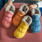 2023 Winter Warm Home Slippers Women Plush Waterproof Cotton Foot Slipper Female Indoor Outdoor Flat Couple Shoes