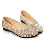 Spring Summer New Women Flats Comfortable Slip on Flat Shoes Sequined Woman Boat Shoes Black Ladies Ballet
