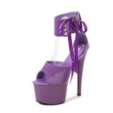 Colors Sandals Ladies Summer Modern Women's Shoes Ankle Strap Heels Pole Dancing Platform Nightclub 17CM Super High