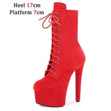 Sexy Combat Fetish 8 Inch High Heels Platform Ankle Boots Women Winter Gothic Shoes 20CM ArmyGreen Pole Dancing
