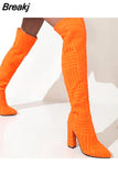 New Autumn and Winter Over The Knee High Boots Women's Sexy Party Mature Towel Cotton Boots Motorcycle Boots High