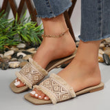 Women Summer Straw Woven Casual Slippers Outdoor Espadrille Flip-flops Fashion Flat Ladies Sandals and Slippers Large Size