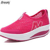 Spring Summer Swing Wedges Shoes Women Sneakers Loafers Mesh Breathable Platform Wedges Ladies Shoe Shake Casual