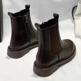 Pu Leather Platform Ankle Boots Women Autumn Winter Low Heels Short Boots Woman Side Zipper Thick Sole Botas