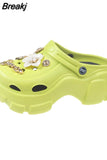 Charms Clog Shoes High Quality Summer Sandals for Girls Outdoor Women Slippers Thick Sole 2023 High