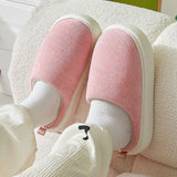 Sole Home Indoor Slippers for Women 2023 Winter Warm Corduroy Cotton Slippers Woman Flat Heels Non Slip House Shoes