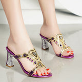 Women With Crystal High-Heeled Sandals Wear 2024 New Diamond Sandals In Summer. Roman Slippers Are