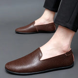 men shoes slip on England Breathable Men's genuine Leather Loafers Comfortable Shoes For Men Lightweight Slip-on Men