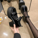 Platform Mary Jane Shoes Women Patent Leather High Heels Pumps Woman Sweet Thick Heel Party Shoes Female platform