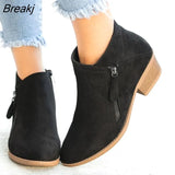 Women's Riding Short Boots Pu Leather Thick Heel Pointed Head 2023 New Autumn Platform Side Zipper Fashtion Women's Casual