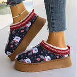 Claus Winter Retro Women Snow Warm Suede Leather Lazy Loafers Boots Shoes Woman Lady Female Bottine Botas Boots Mujer