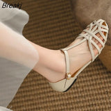 Roman Toe Sandals Women's Thick Heel 2023 Summer Shoes for Women Chaussures Femme Dames Flats Ladies