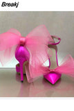 Butterfly-Knot Sandals Woman Summer 2023 High Heels Women Pumps Pointed Designer Shoes Mary Janes Sexy Stiletto Wedding