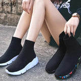 Sneakers For Women Vulcanized Shoes Female Socks Shoes Trainers Women Slip-on Stretch Platform Shoes Black Sneaker