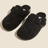 Women Fur Slippers Mules Shoes Flats Platform Short Plush Warm Flip Flops Home Cotton Shoes New Winter Designer
