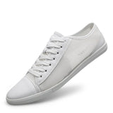 Genuine Leather Men's Flats shoes Leisure Trend Korean Version Solid black White summer breathable Men Casual