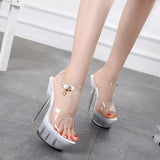 Wedding Shoes New Women 2023 High Night Club Sandals Crystal Bottom Waterproof Wedding Shoes Steel Tube Dancing
