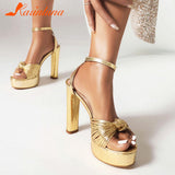 Heeled Women's Sandals 2023 European Style Sexy All-match Buckle Strap Sandals Plus Size Casual Comfort Walking