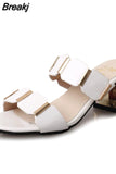 Open Toe Women Chunky Heels Casual Women's Sandals Black White All-match Female Pumps Fashion Womens Sandals Buckle