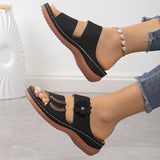 Women Wedges Sandals Premium Orthopedic Open Toe Sandals Vintage Anti-slip Leather Casual Female Platform Retro