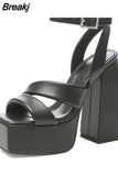 New Platform Woman Sandals Super High Heel 2023 Summer Crystal Fashion Sexy Woman Wedding Sandals Shoes Big Size