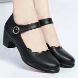 Women Sexy Navy Blue Light Weight Comfort Spring & Summer Buckle Strap High Heel Shoes Lady Casual Party Club Pumps