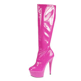 Pop Candy Color Mid-Calf Boots Side Zipper Waterproof Platform Stiletto Pumps Spring And Autumn Pole Dance Shoes