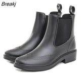 Rain Boots for Women PVC Ankle Rain Shoes Waterproof Solid Women's Boot Elastic Band Rainy Shoes Woman Fishing