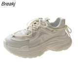 Women Platform Sneakers Leather Casual Ladies Chunky Shoes 2023 White Woman High Black Fashion Brand Thick soled Wedge