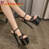 Women Shoes Black 2023 New 17CM Club High-Heeled Platform Waterproof Pole Dance Stripper Shoes Models Walk Show High