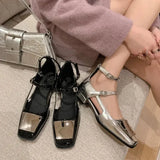 summer Women Mary Jane Shoes Chunky Heels Shoes Woman Luxury Designer Double Buckles Pumps British style Vintage