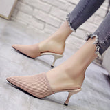 Summer Slippers Women Baotou Slingback Sandals Slippers Breathable Wild Fashion Thin Heels High Heels Women