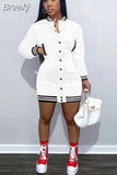 Autumn Long Sleeve Single Breasted Baseball Dress Women Button Sweatshirt Style Mini Dress Fashion Streetwear