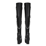 Breakj Y2k Rivet Punk Goth Thick And High-Heeled Size 44 Female Knee Boots