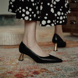 Women's Chunky High Heel 6.5CM Pumps 2023Spring/Autumn Square Toe French Retro Casual Professional Shoes Zapatos Mujer De