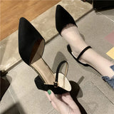 Sandals 2023 Summer Large Size Women's Low Medium Heel Dress Shoes White Buckle Strap Heels Female Beige New Fashion