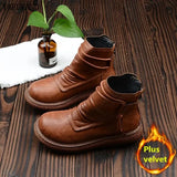 Female Literary Retro Big Head Doll Shoes Japanese Style Thick-Soled Plus Velvet Comfort Women Boots Casual Ankle