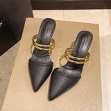 Women 2023 Summer High Heels Slippers Pu Heeled Sandals Stiletto Ladies Shoes Fashion Female Shoes