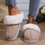 2023 Winter Fur Slippers Women Faux Suede Fluffy Furry Home Slides Woman Comfort Non Slip Indoor Floor Cotton Shoes