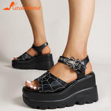 Design 2023 New Summer Platform Wedges Sandals For Women Gothic Punk Buckle Comfy Fashion Sandals Woman Shoes Big Size
