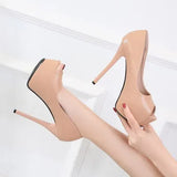 Pumps Shoes Fish Mouth Platform Women Pumps Ultra High Heels 10/12/14CM Shoes Sexy Peep Toe Shallow Ladies Single